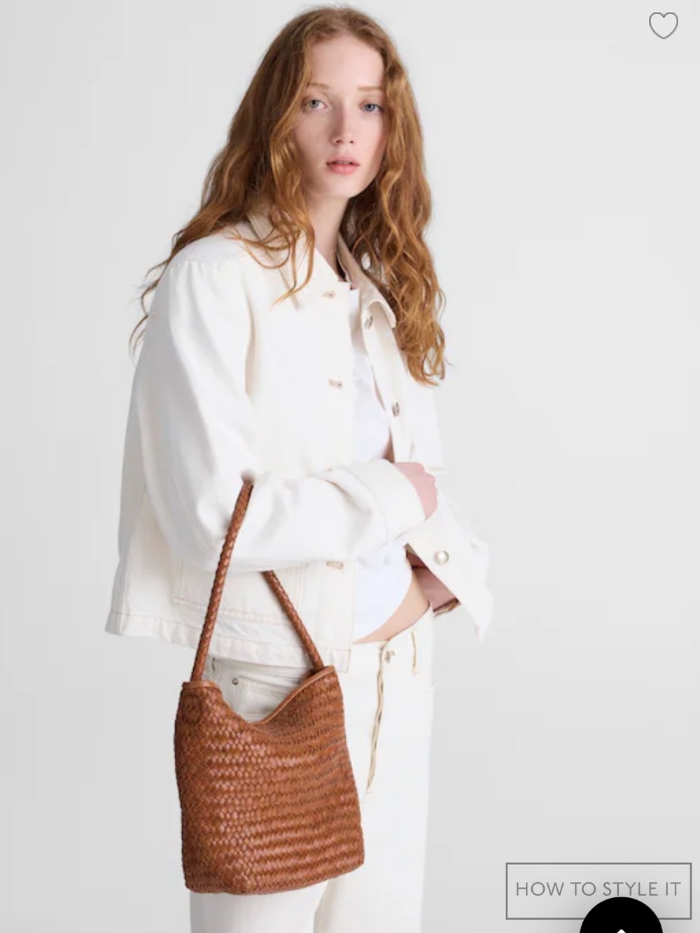 NWT Madewell Woven Leather Shoulder Bag in Cognac Brown - Picture 2 of 9